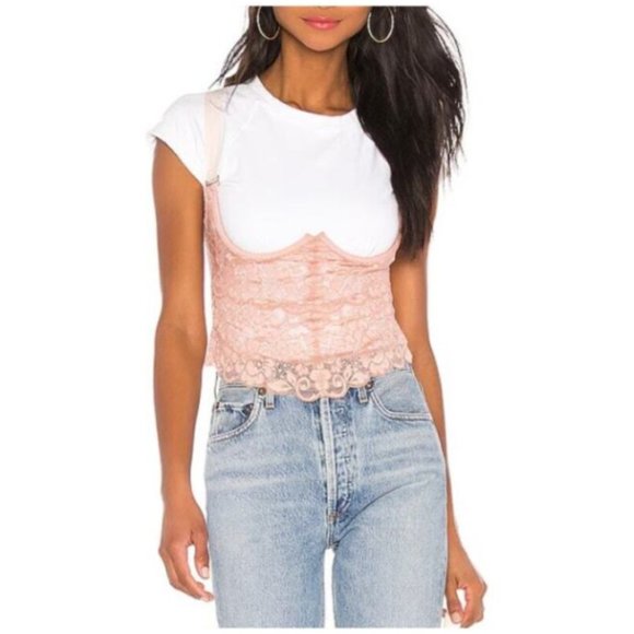 Free People x We Are HAH Busta Move Lace Bustier Top Copper Rose XS NWT - Picture 2 of 6